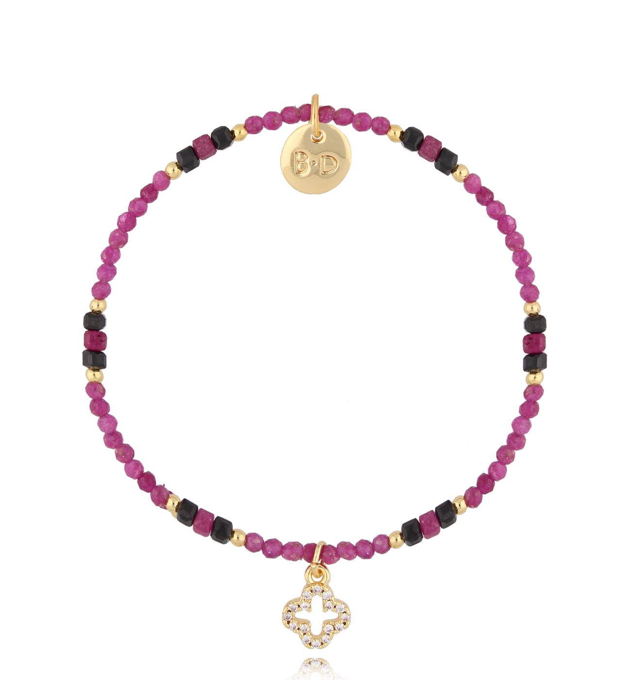 Bransoletka z rubinami i koniczynką Kapono BTW2266