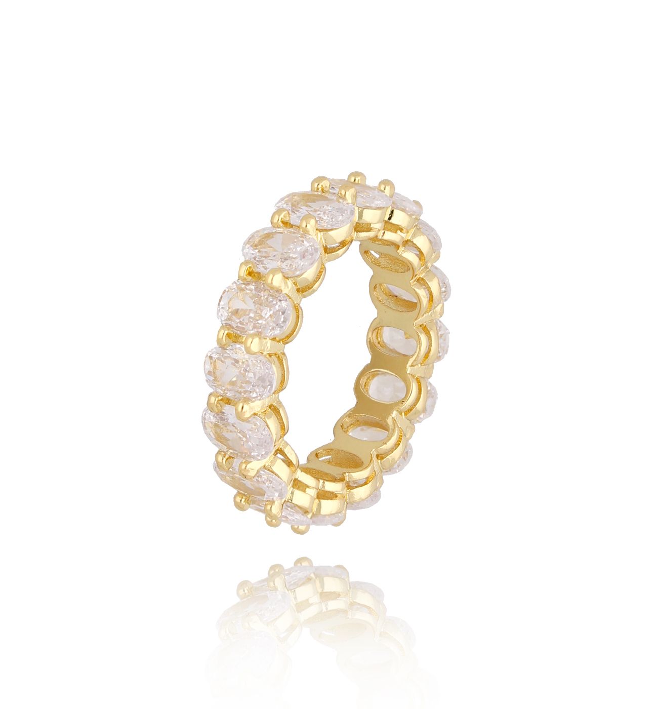 Pierścionek złoty z kryształkami Fizzy - By Dziubeka