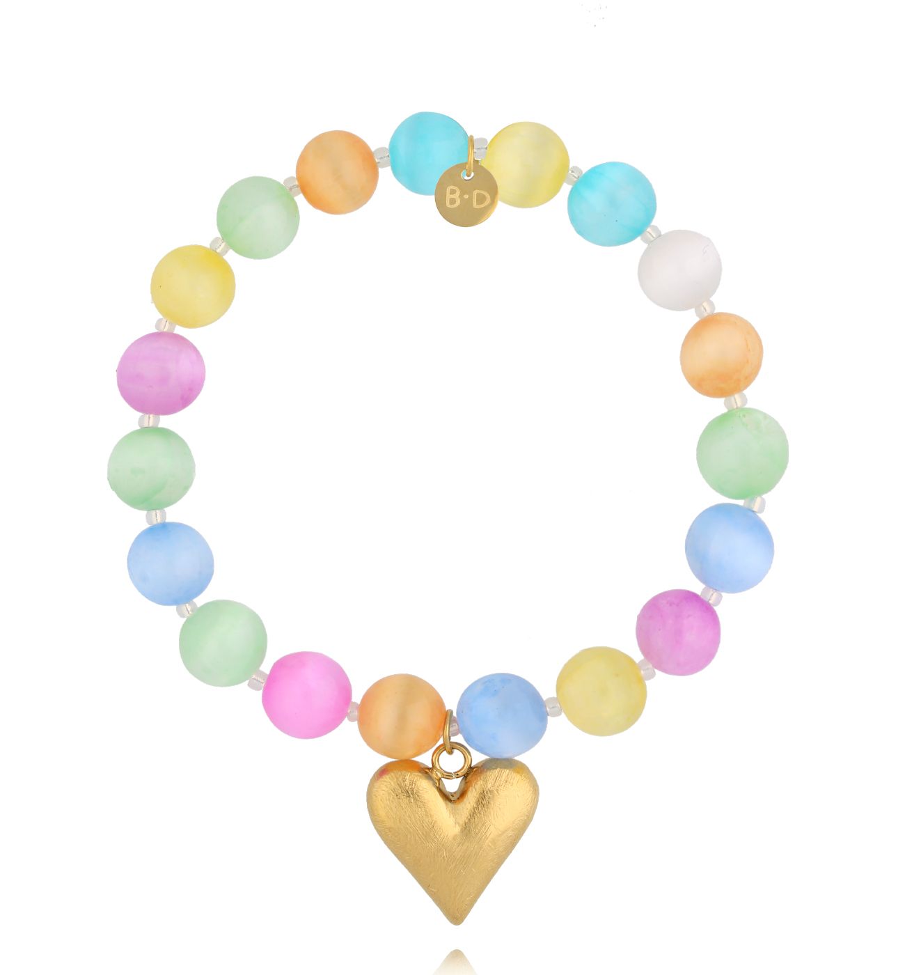 Bransoletka z kolorowymi kamieniami i sercem - By Dziubeka