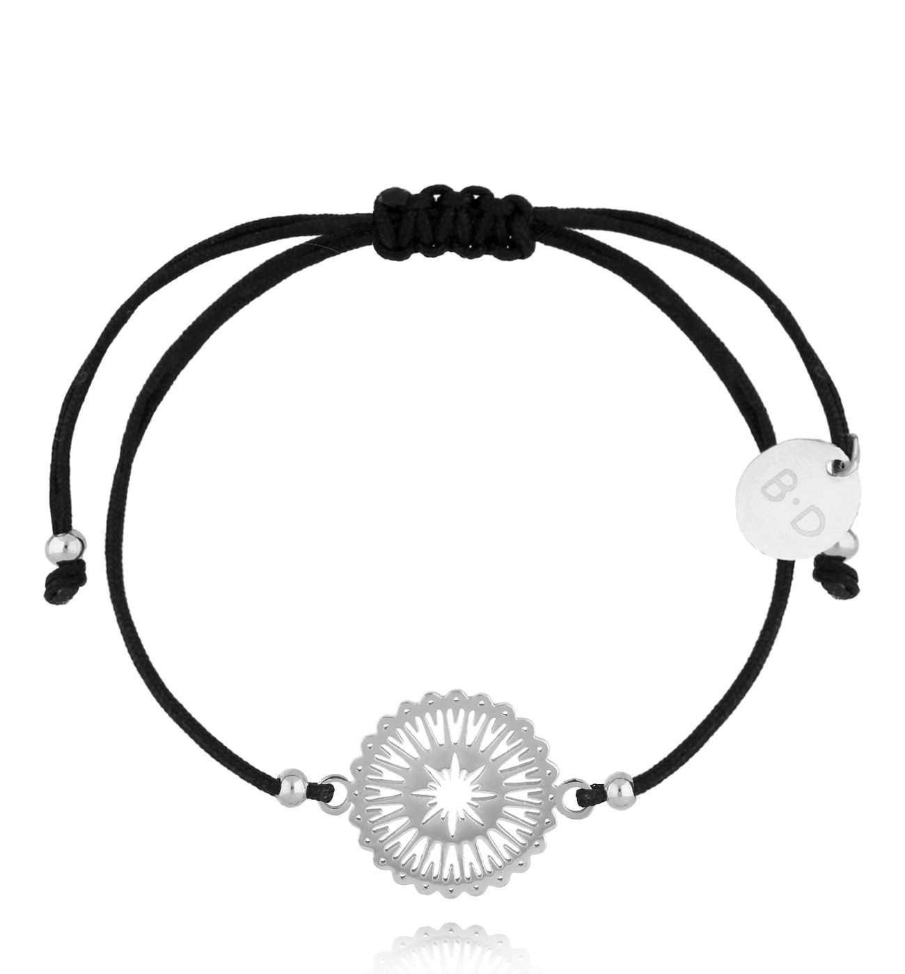 Bransoletka czarna ze srebrną rozetką Brit BGL0977