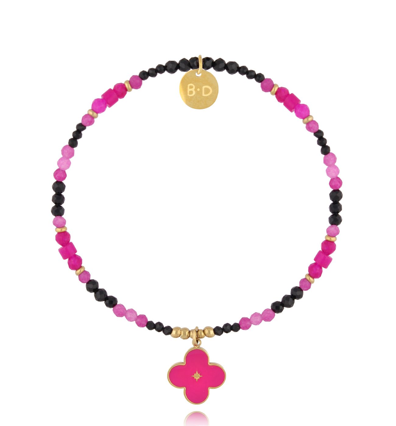 Bransoletka z koniczynką fuksjowa - By Dziubeka