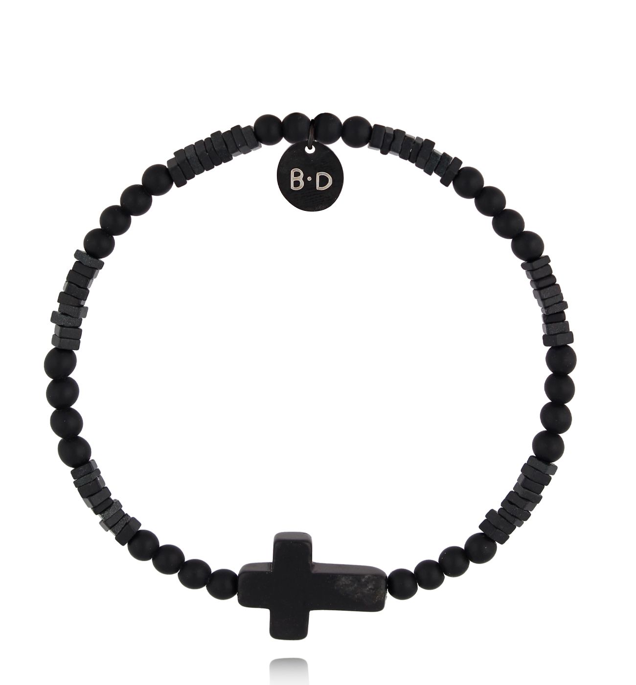 Bransoletka czarna z krzyżykiem - By Dziubeka