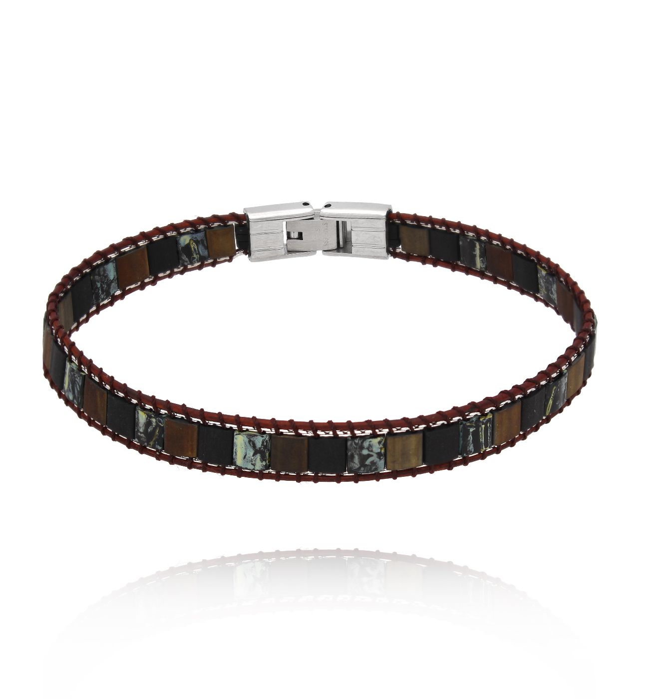 Bransoletka męska brązowa 34 - By Dziubeka