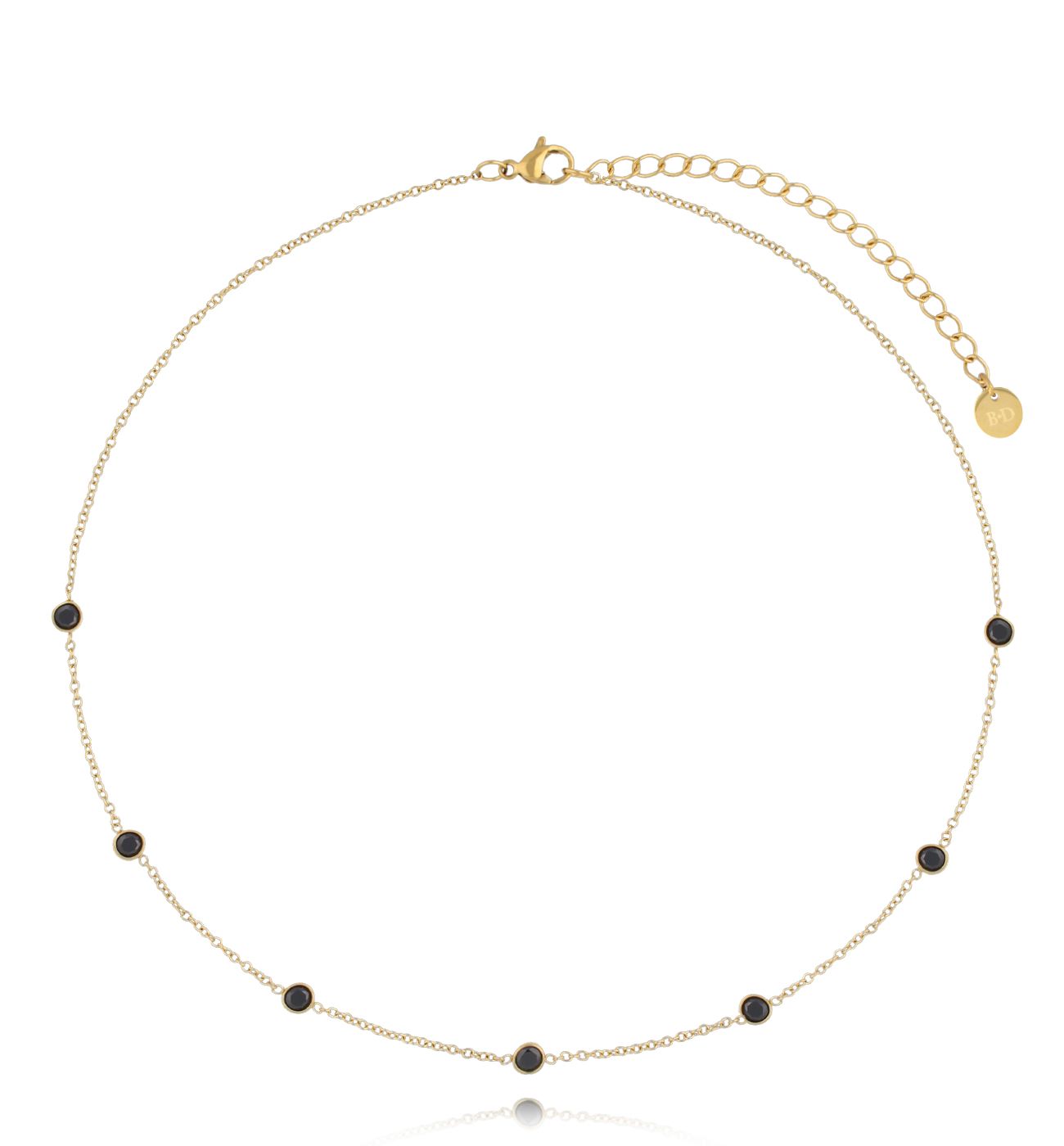Naszyjnik z czarnymi cyrkoniami złoty - By Dziubeka