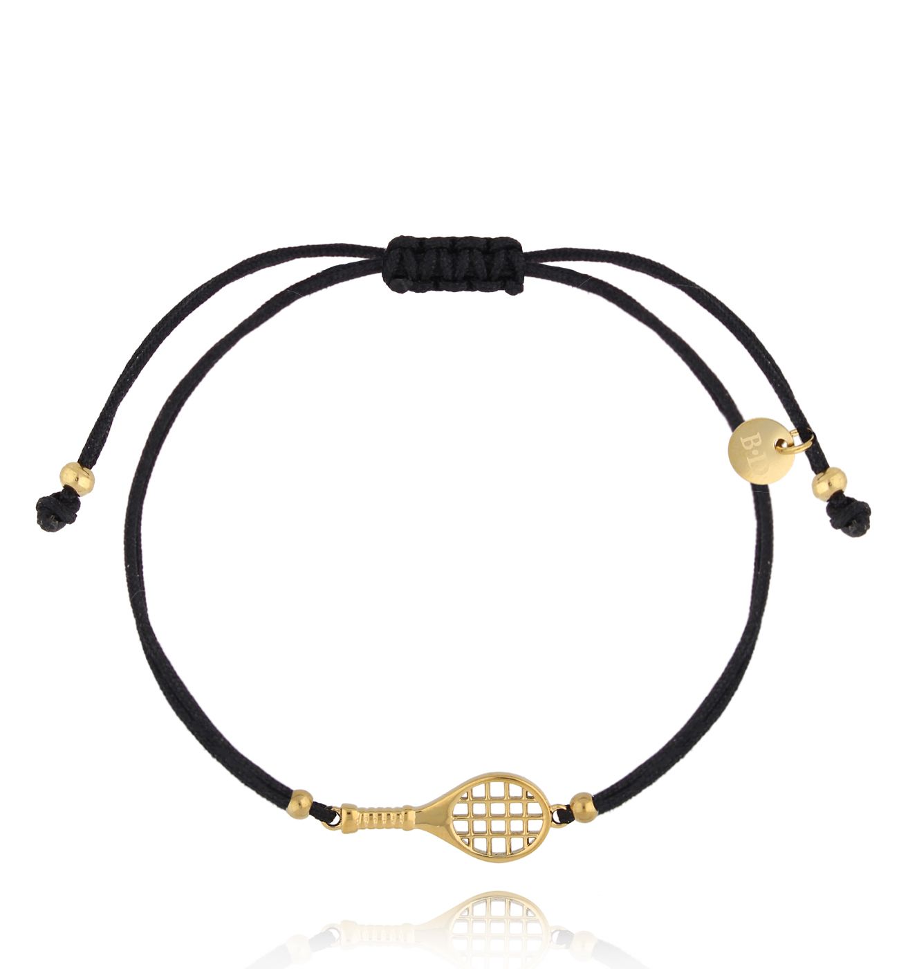 Bransoletka czarna ze złotą rakietą tenisową Tennis BGL0990