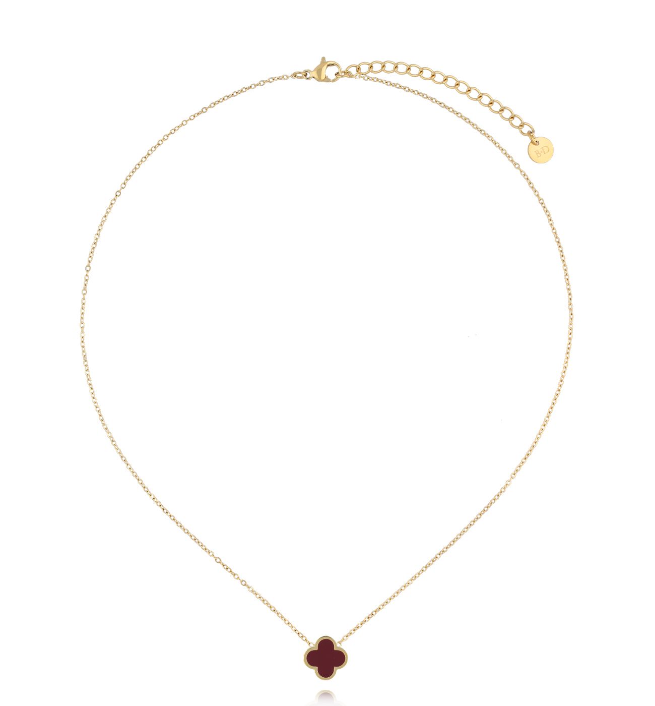 Naszyjnik z koniczynką z bordową emalią NSA1343