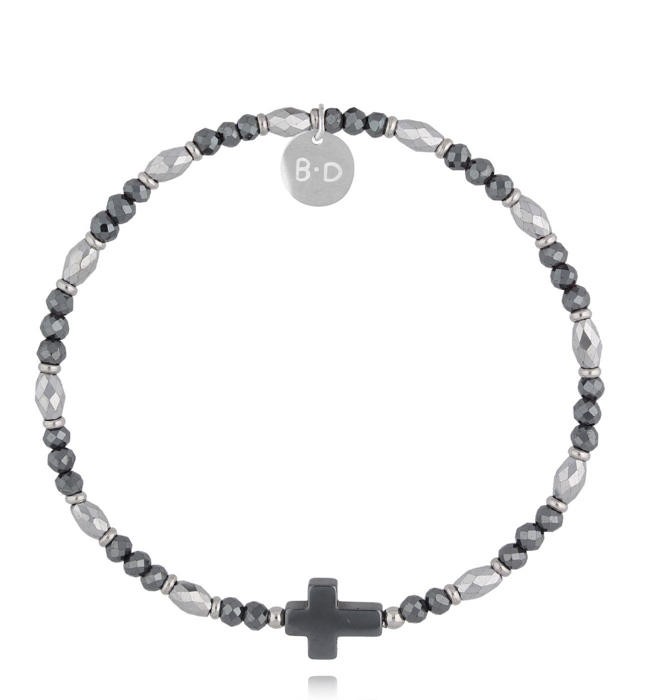Bransoletka z hematytami i krzyżykiem - By Dziubeka