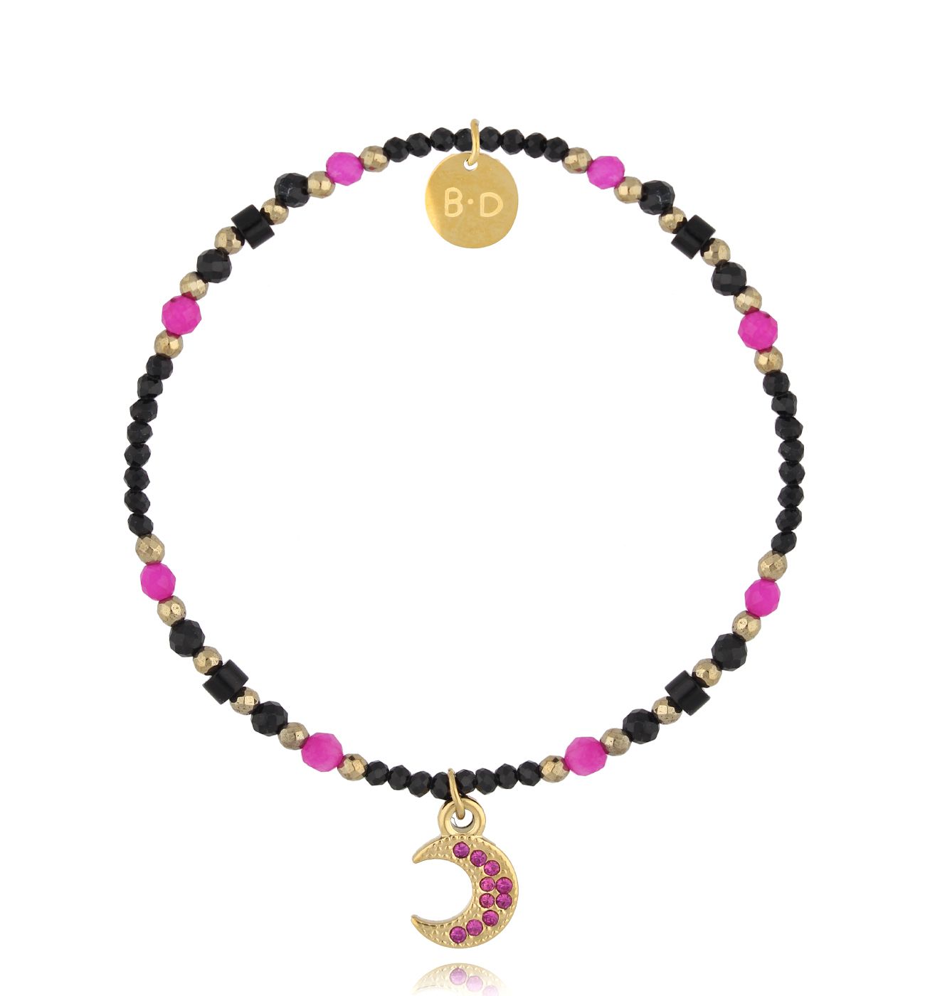 Bransoletka z księżycem i turmalinami - By Dziubeka