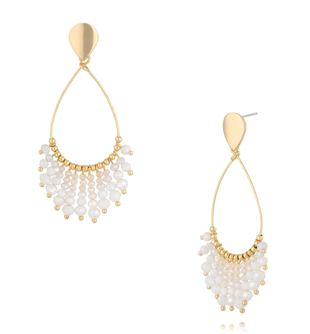 Kolczyki łezki z białymi kryształkami KWE0245 - By Dziubeka