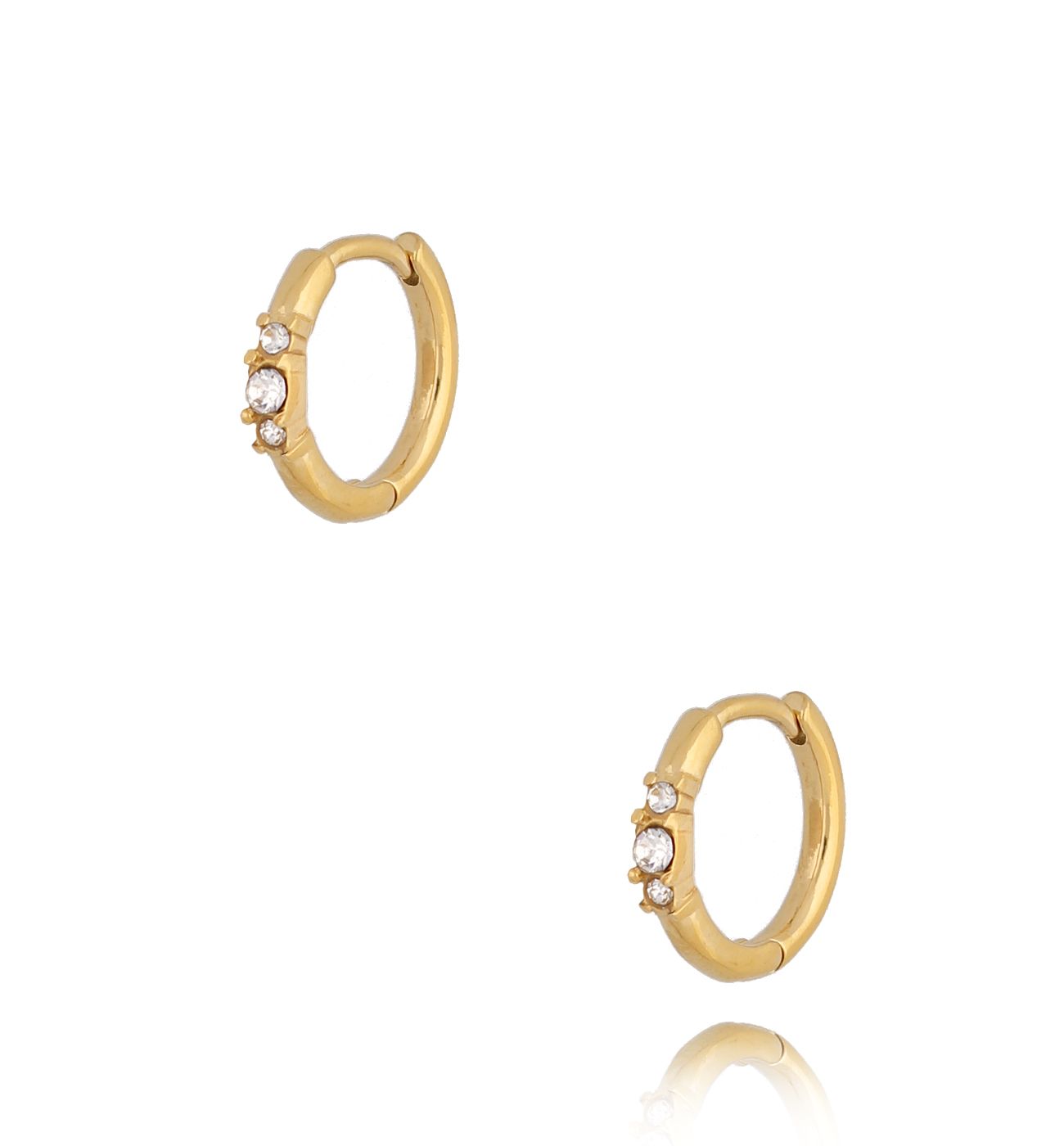 Kolczyki koła złote z transparentnymi cyrkoniami Brasília - By Dziubeka