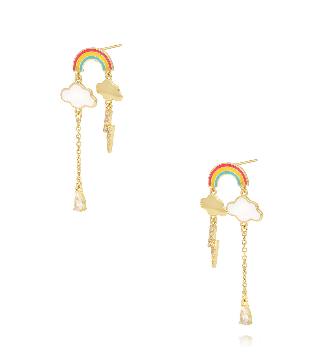 Kolczyki złote z tęczą KSS1886