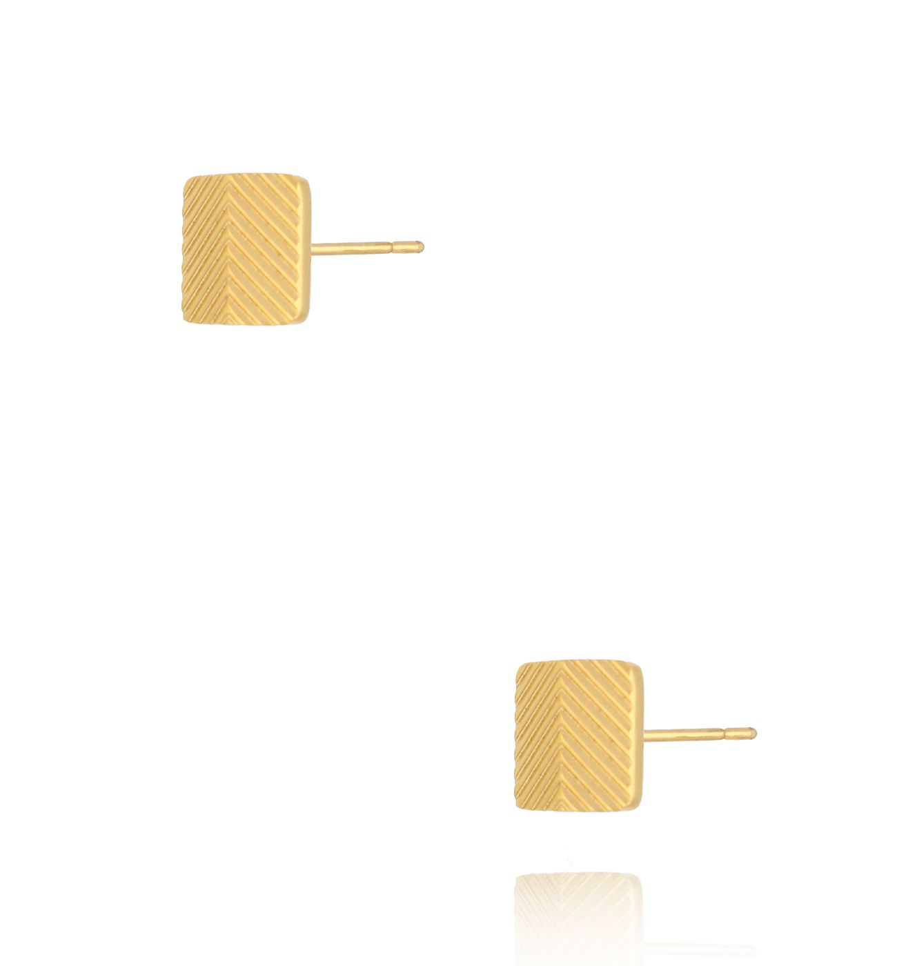 Kolczyki kwadratowe złote Unisex 119 - By Dziubeka