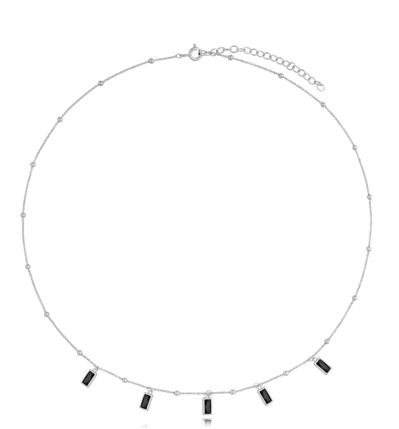 Naszyjnik srebrny z czarnymi kryształkami Chicca - By Dziubeka