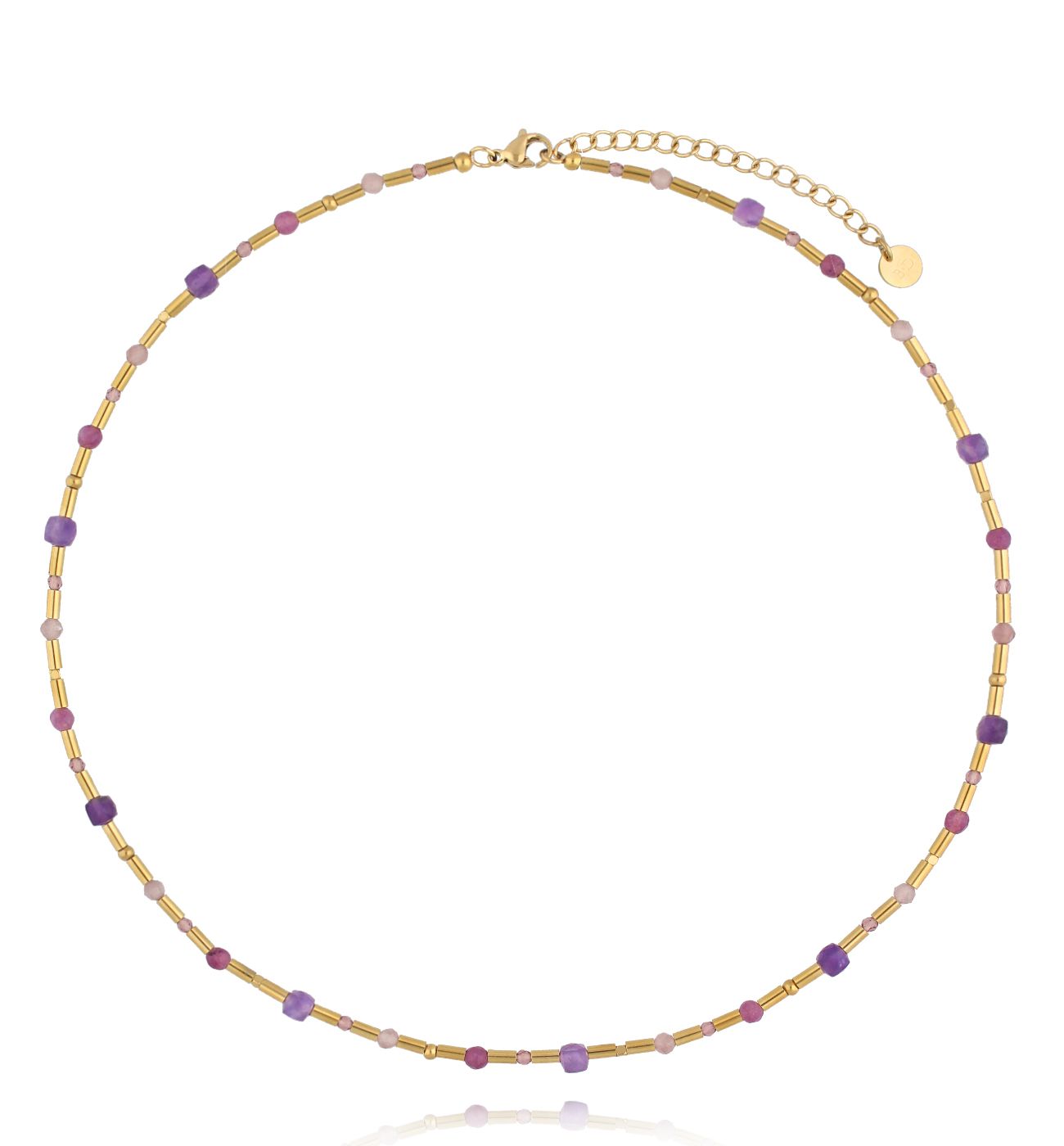 Naszyjnik fioletowo złoty NSC0586