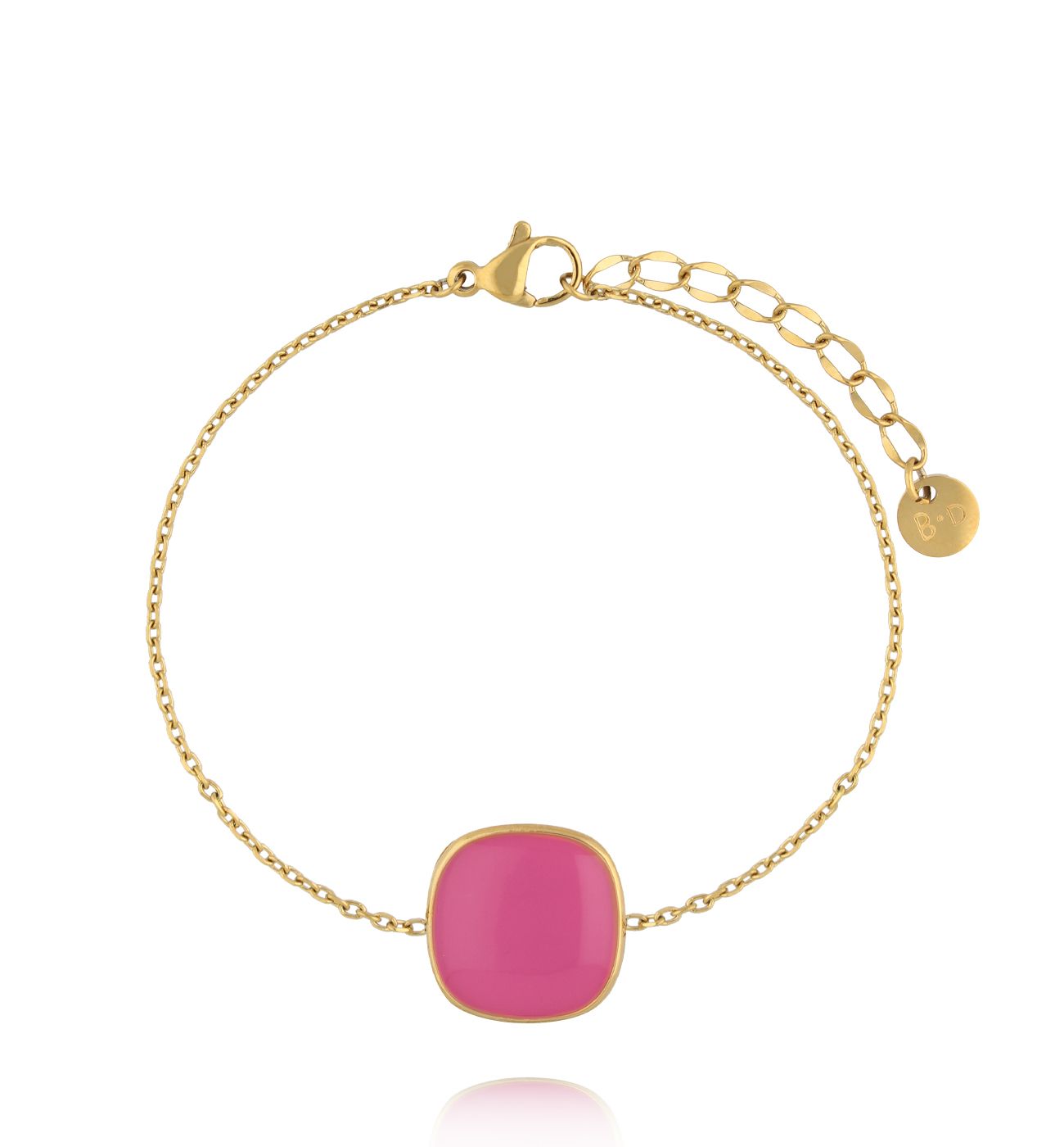 Bransoletka z intensywnie różową emalią BSY0428 - By Dziubeka
