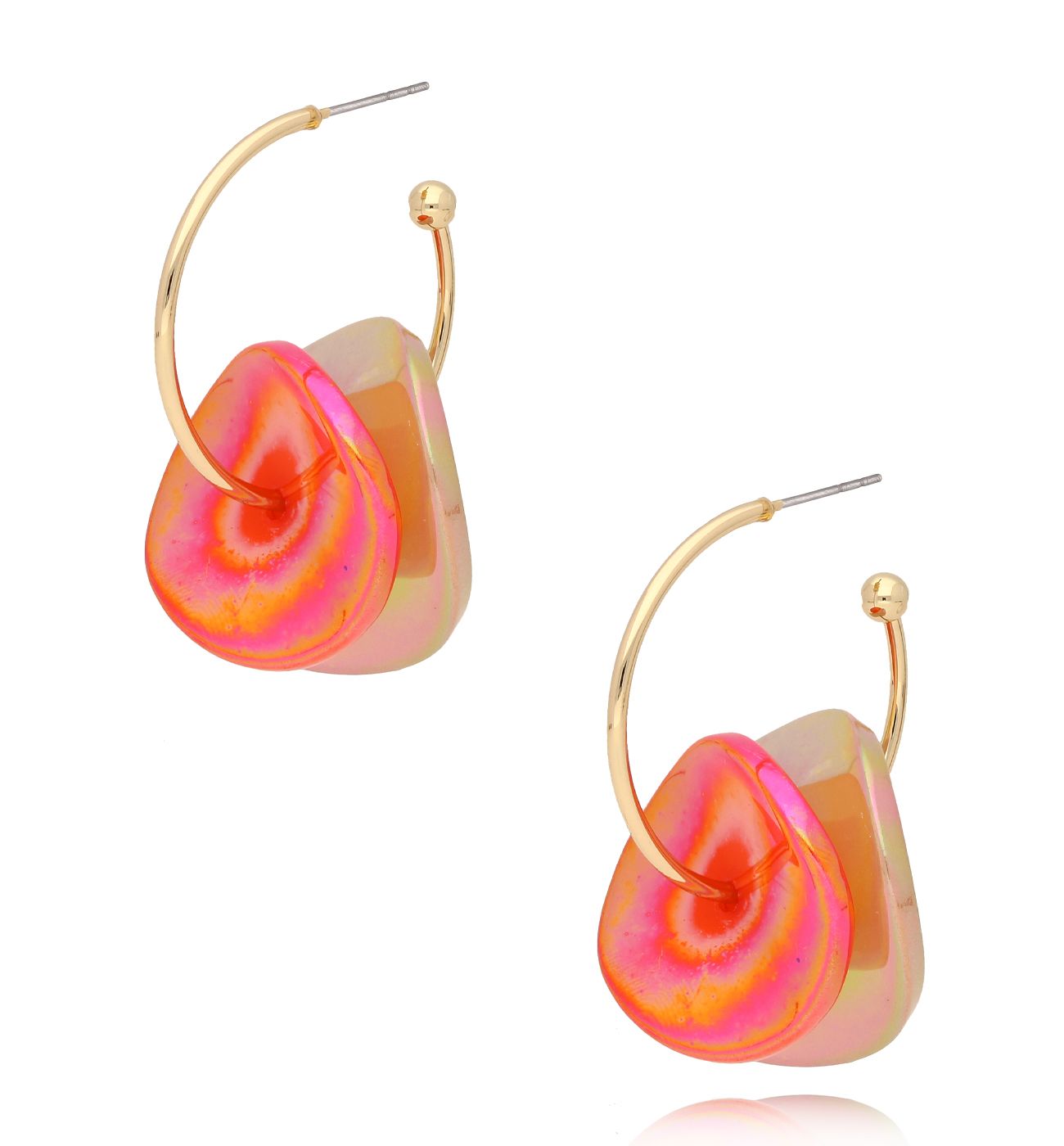 Kolczyki okrągłe kremowo malinowe Arusza KZA0147 - By Dziubeka