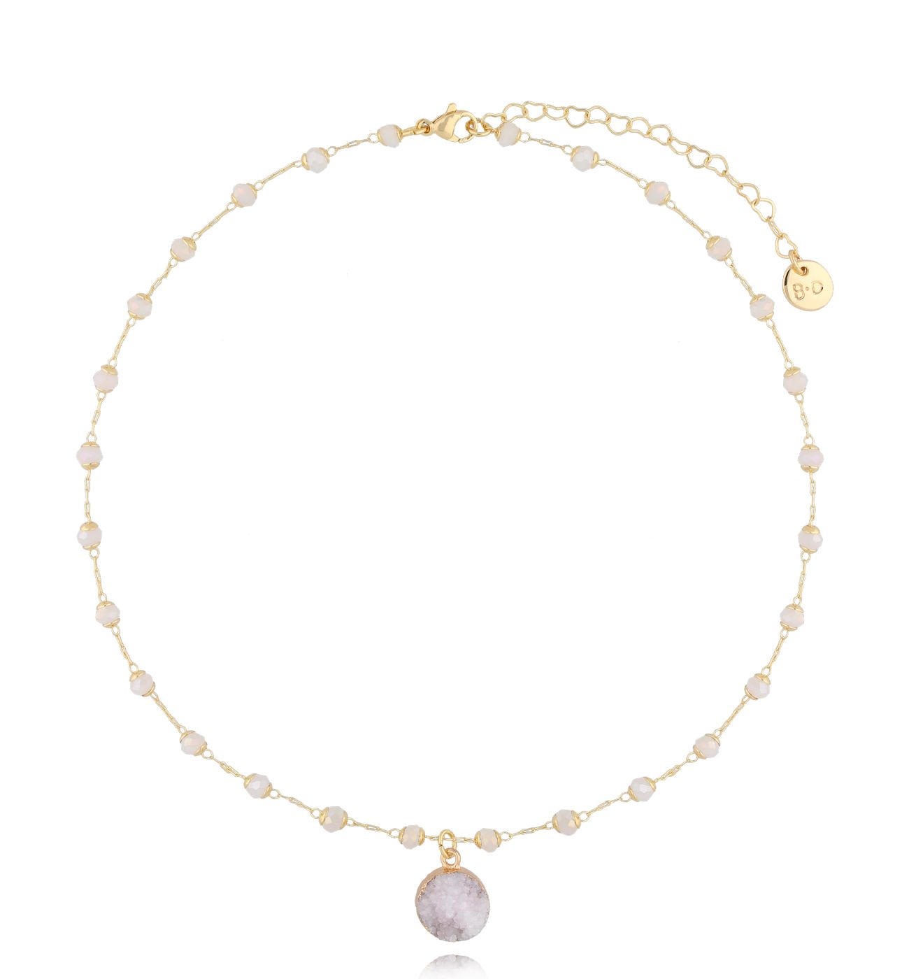 Naszyjnik z beżowym agatem na łańcuszku Paradise NPA1193