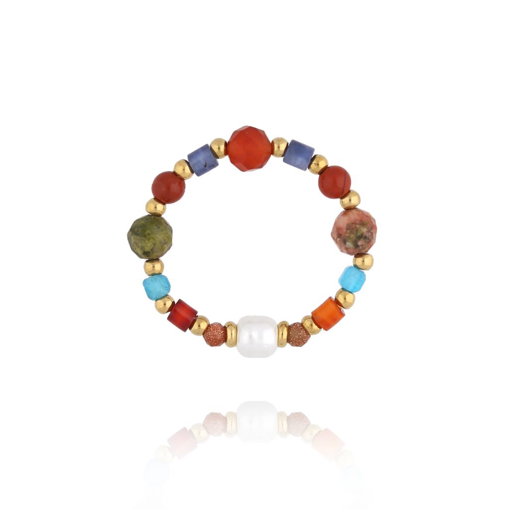 Pierścionek kolorowy z awenturynami PSC0728 - By Dziubeka