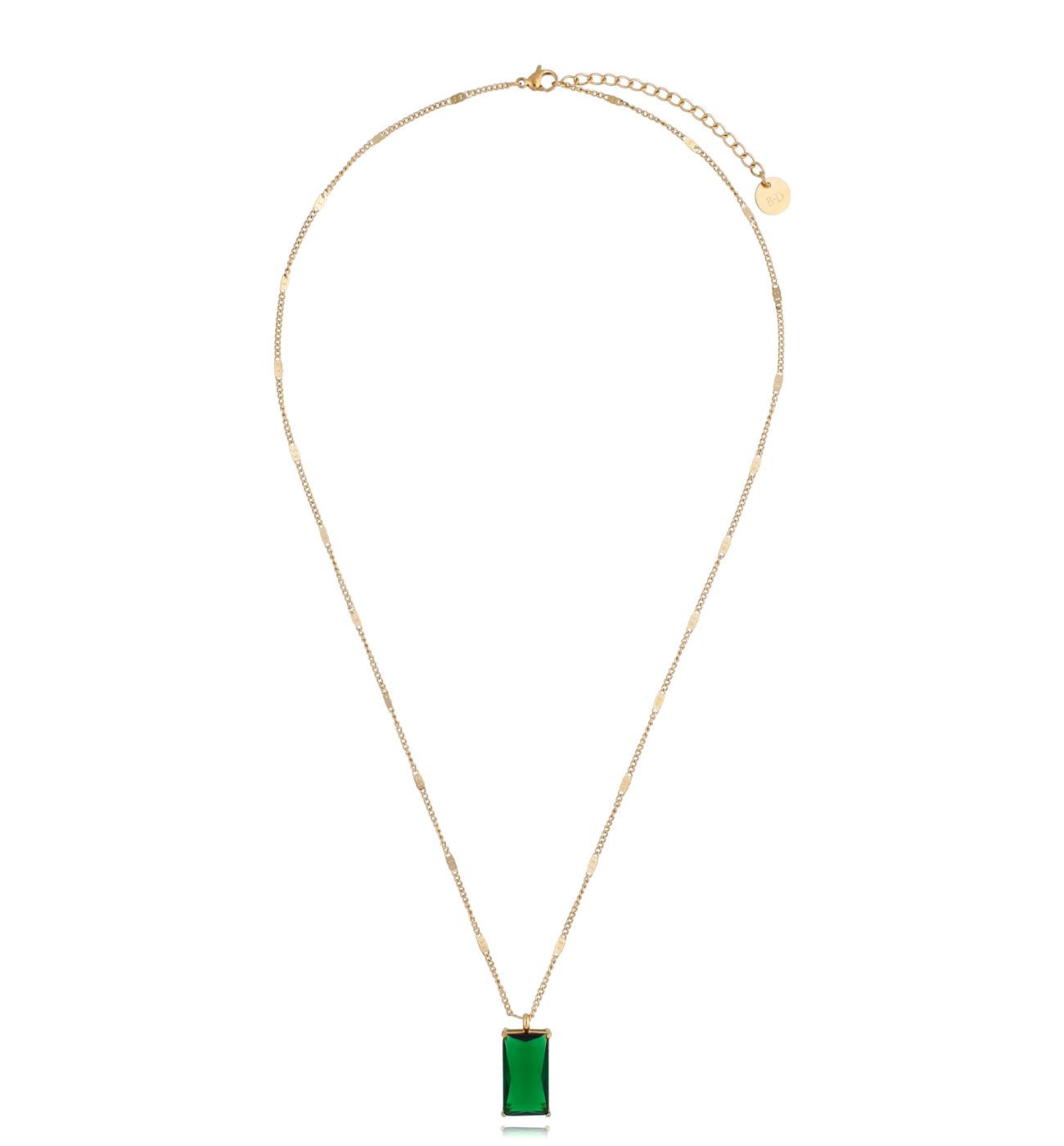 Naszyjnik złoty z zielonym kryształkiem Merlin - By Dziubeka