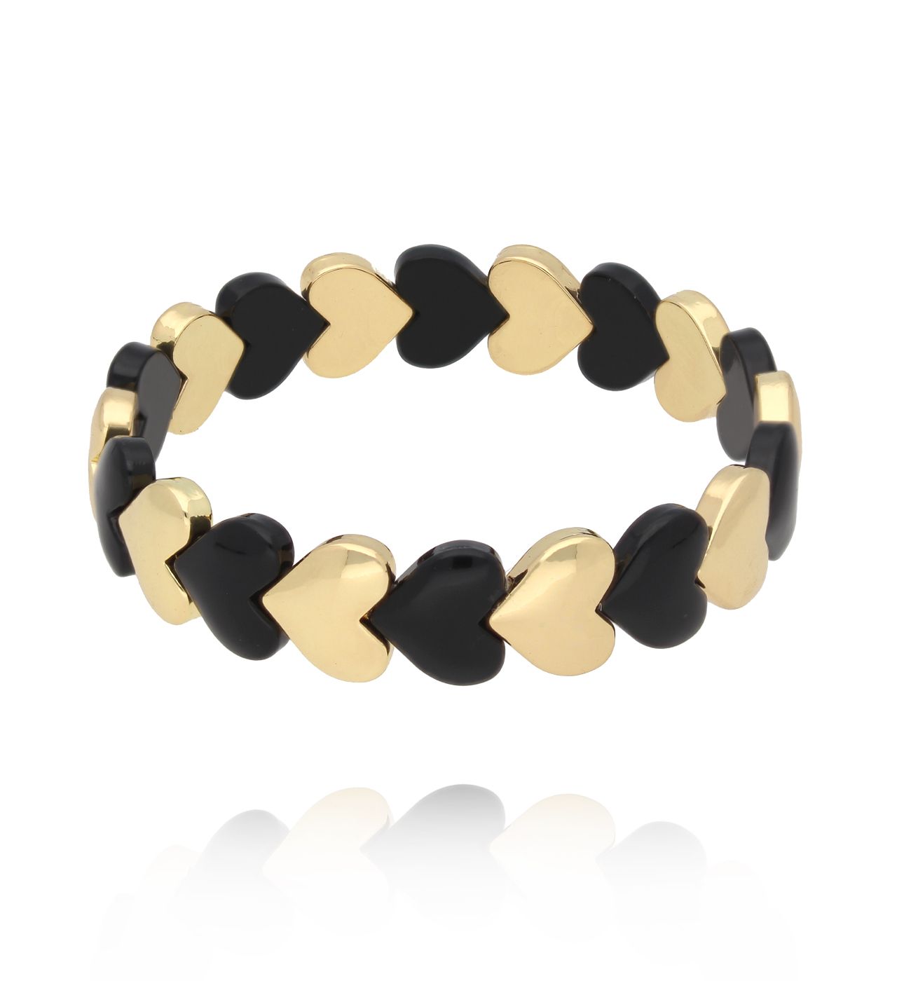 Bransoletka z czarno-złotych serduszek BCR0034