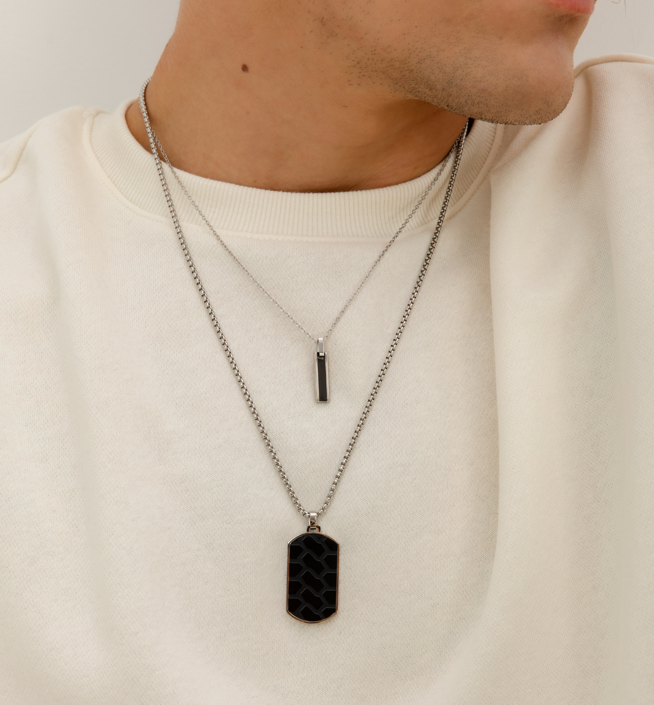 Naszyjnik nieśmiertelnik czarno srebrny - By Dziubeka