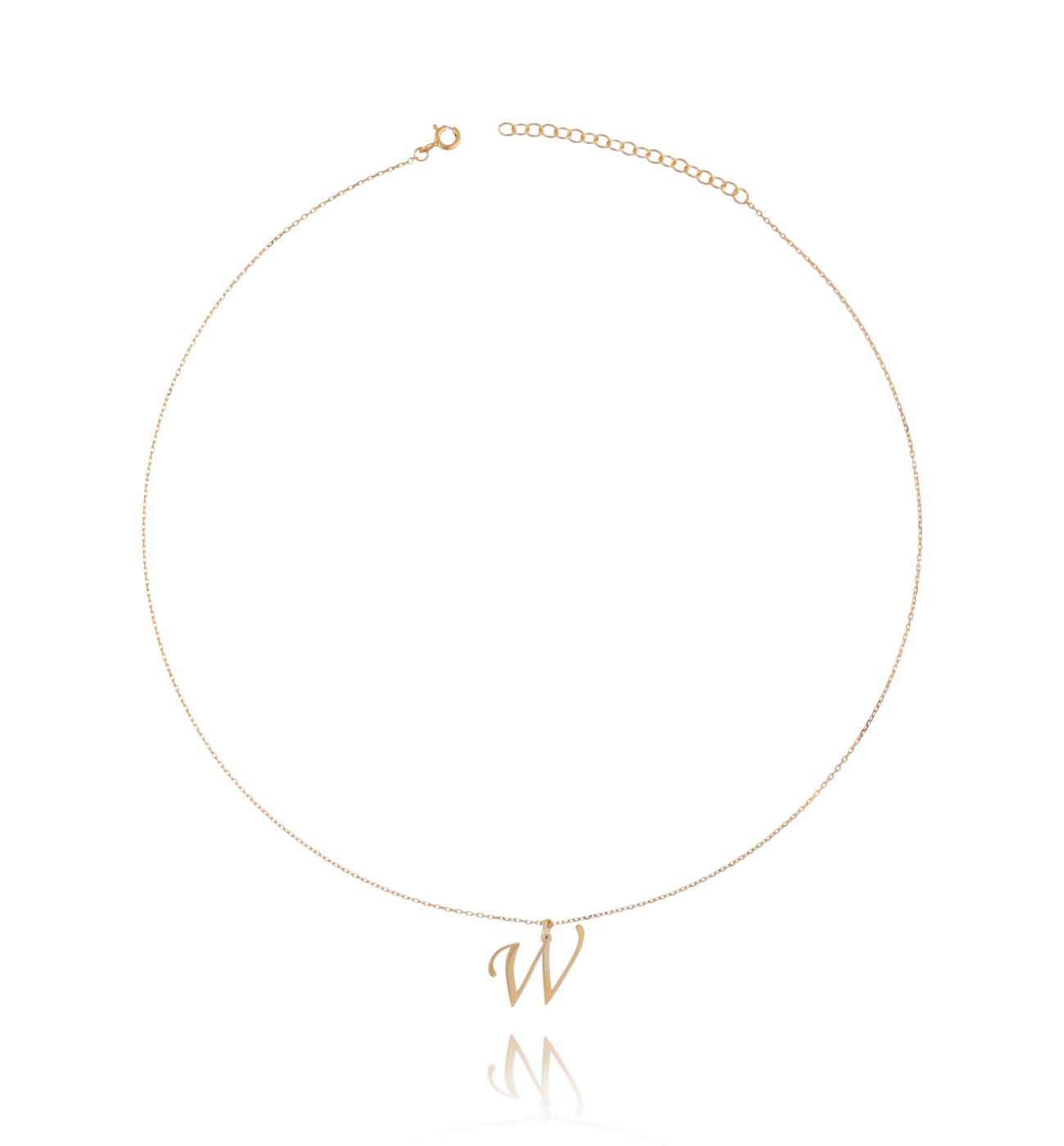 Naszyjnik srebrny pozłacany z literką W NAT0188