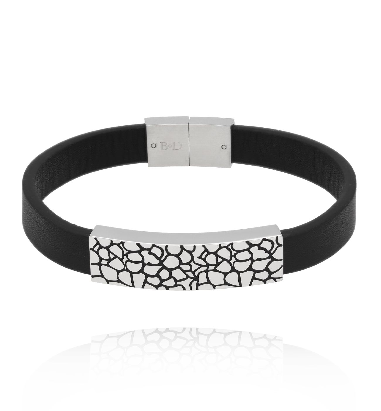 Bransoletka męska czarna skórzana 95 - By Dziubeka