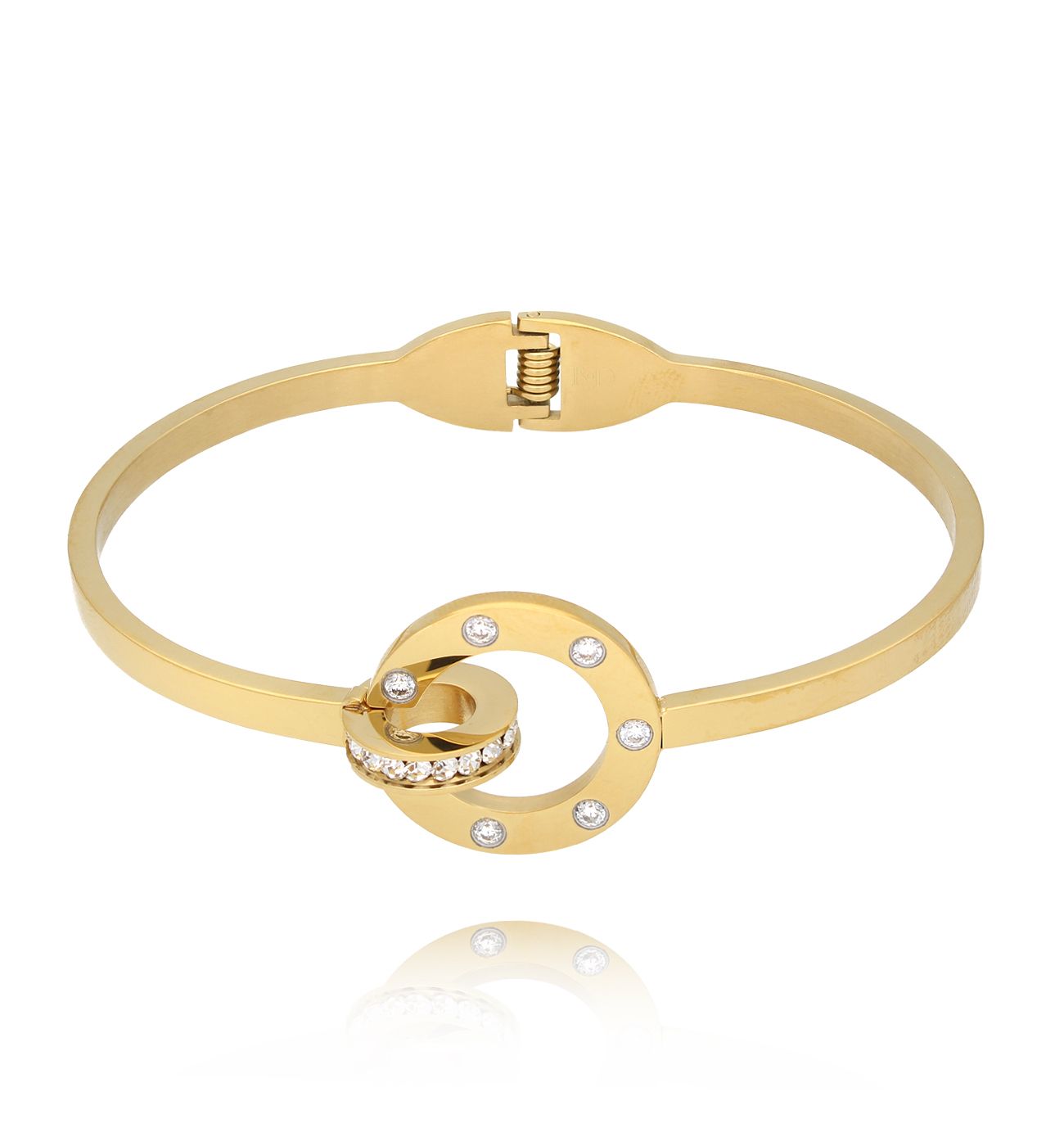 Bransoletka złota obręcz z cyrkoniami Kayoko - By Dziubeka