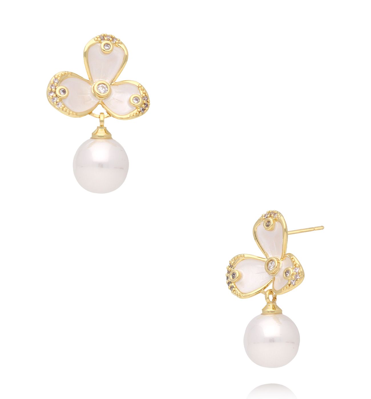 Kolczyki z perełkami i kwiatkami - By Dziubeka