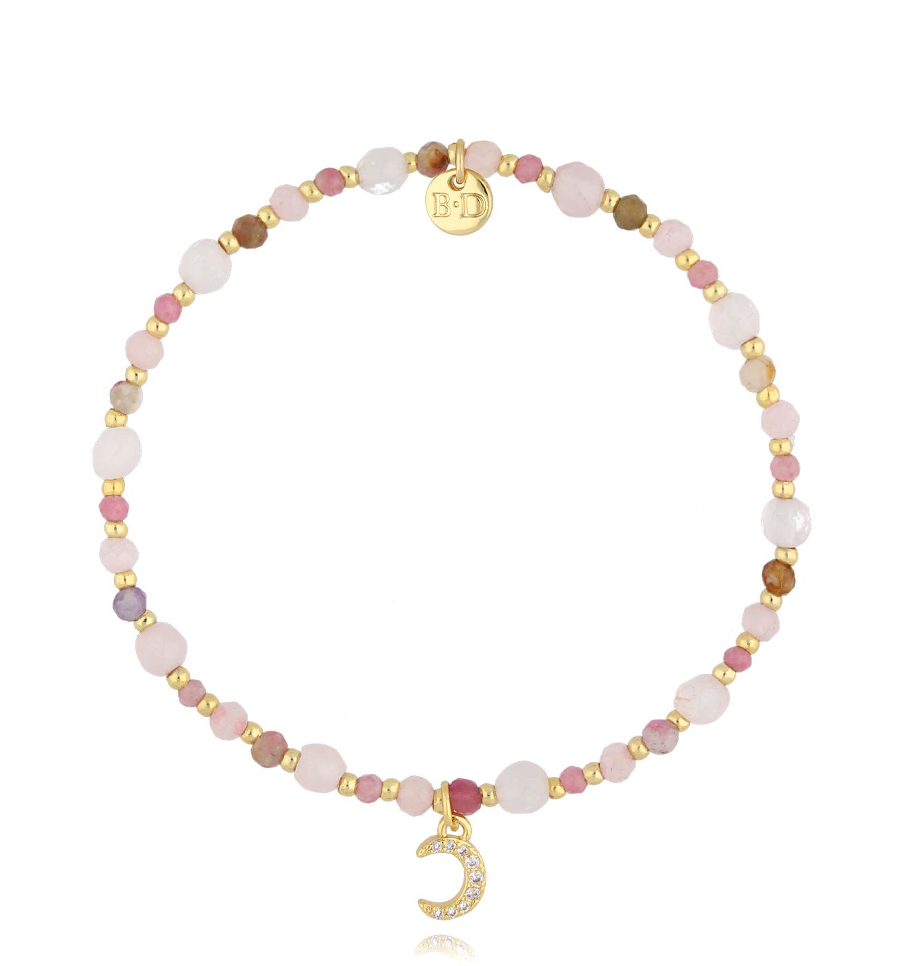 Bransoletka z kwarcami różowymi i księżycem BSC2057
