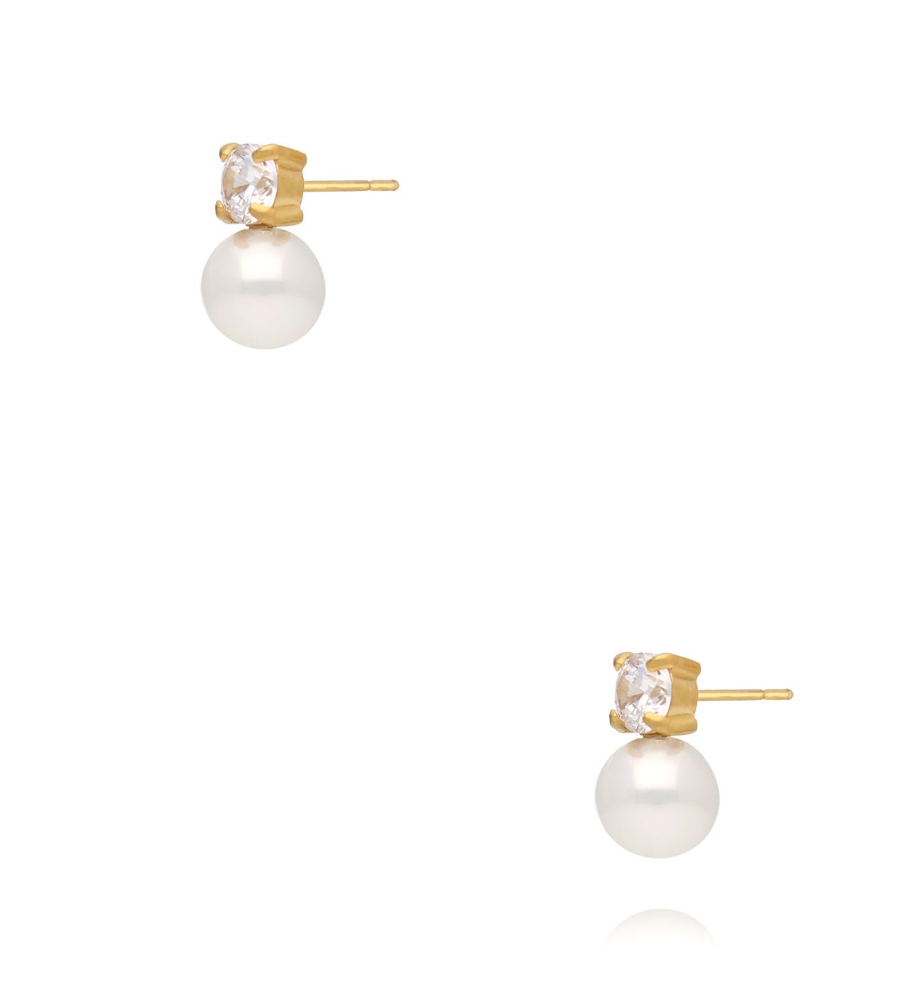 Kolczyki z perełkami i cyrkoniami złote KSY0438