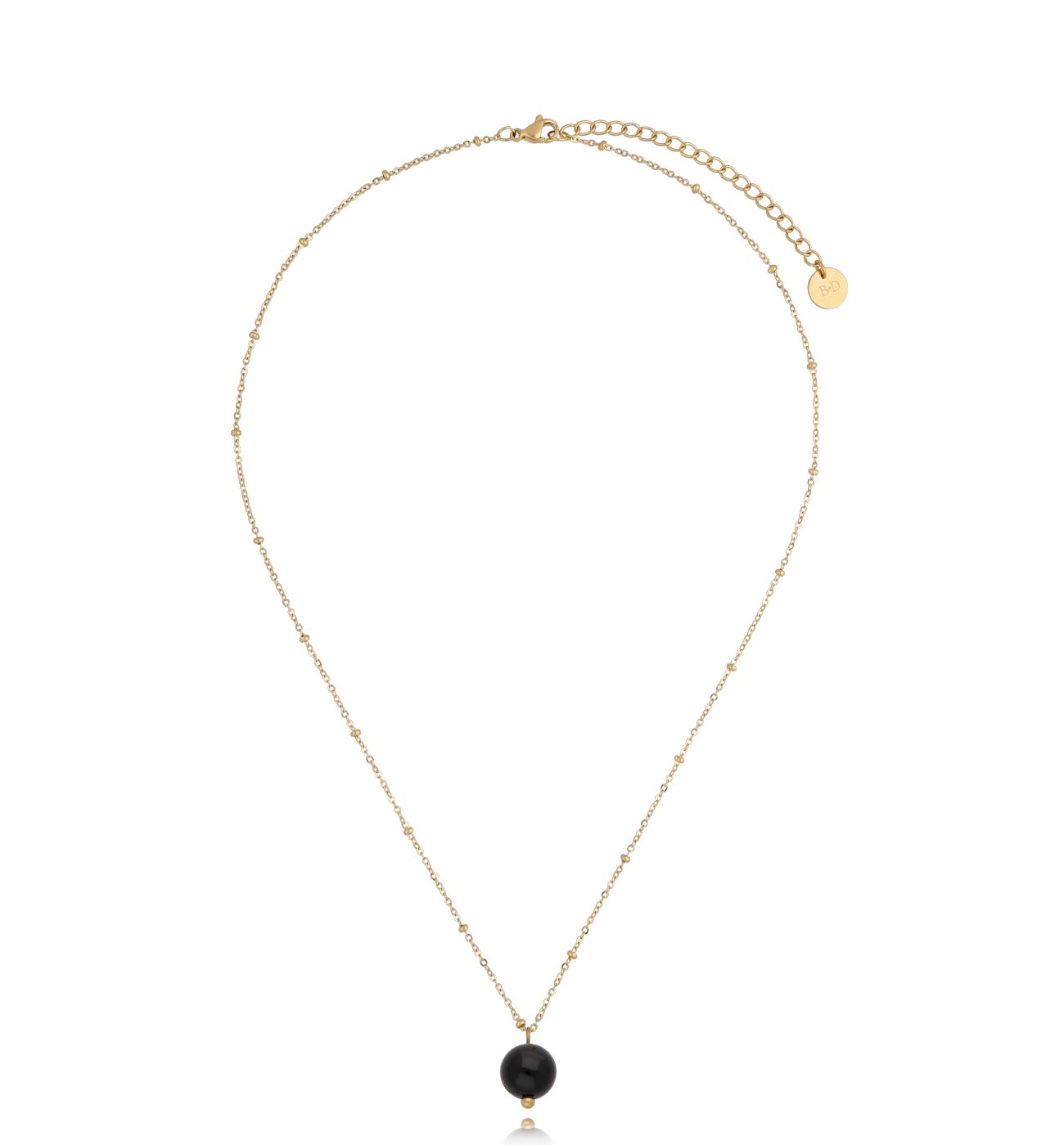 Naszyjnik złoty z czarnym agatem Rodos - By Dziubeka