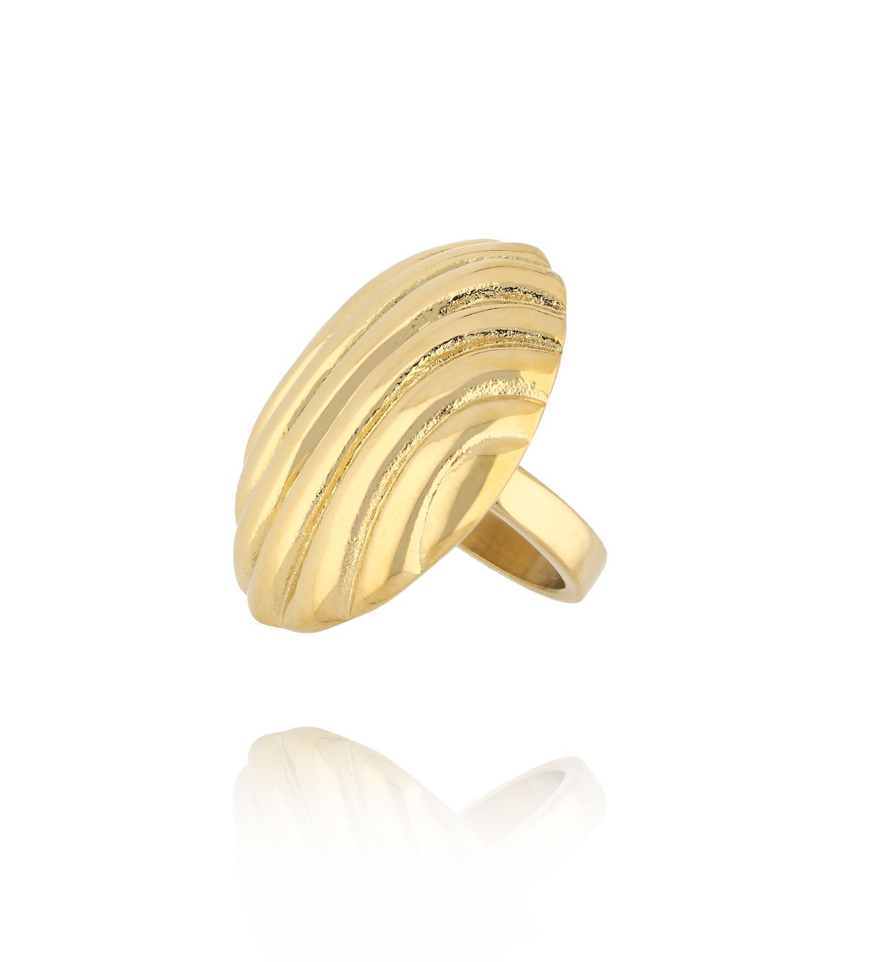 Pierścionek duży karbowany złoty PSA1038