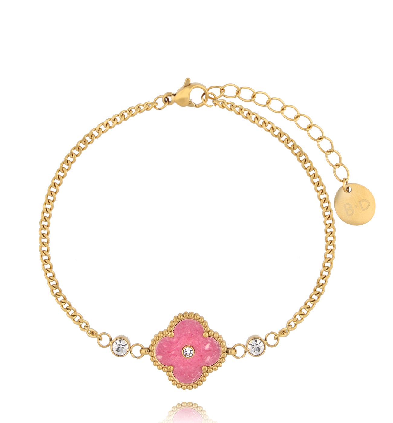 Bransoletka z różową koniczynką BSY0076