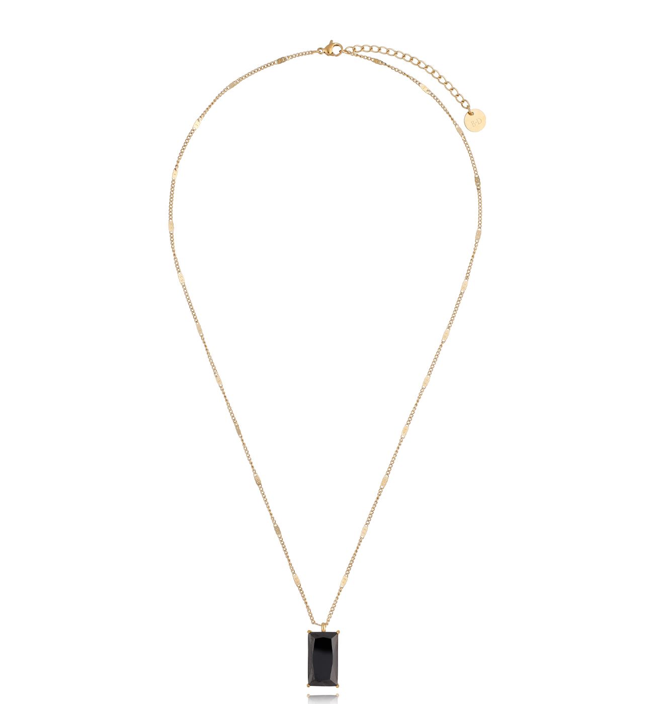 Naszyjnik złoty z czarnym kryształkiem Merlin NSA0702