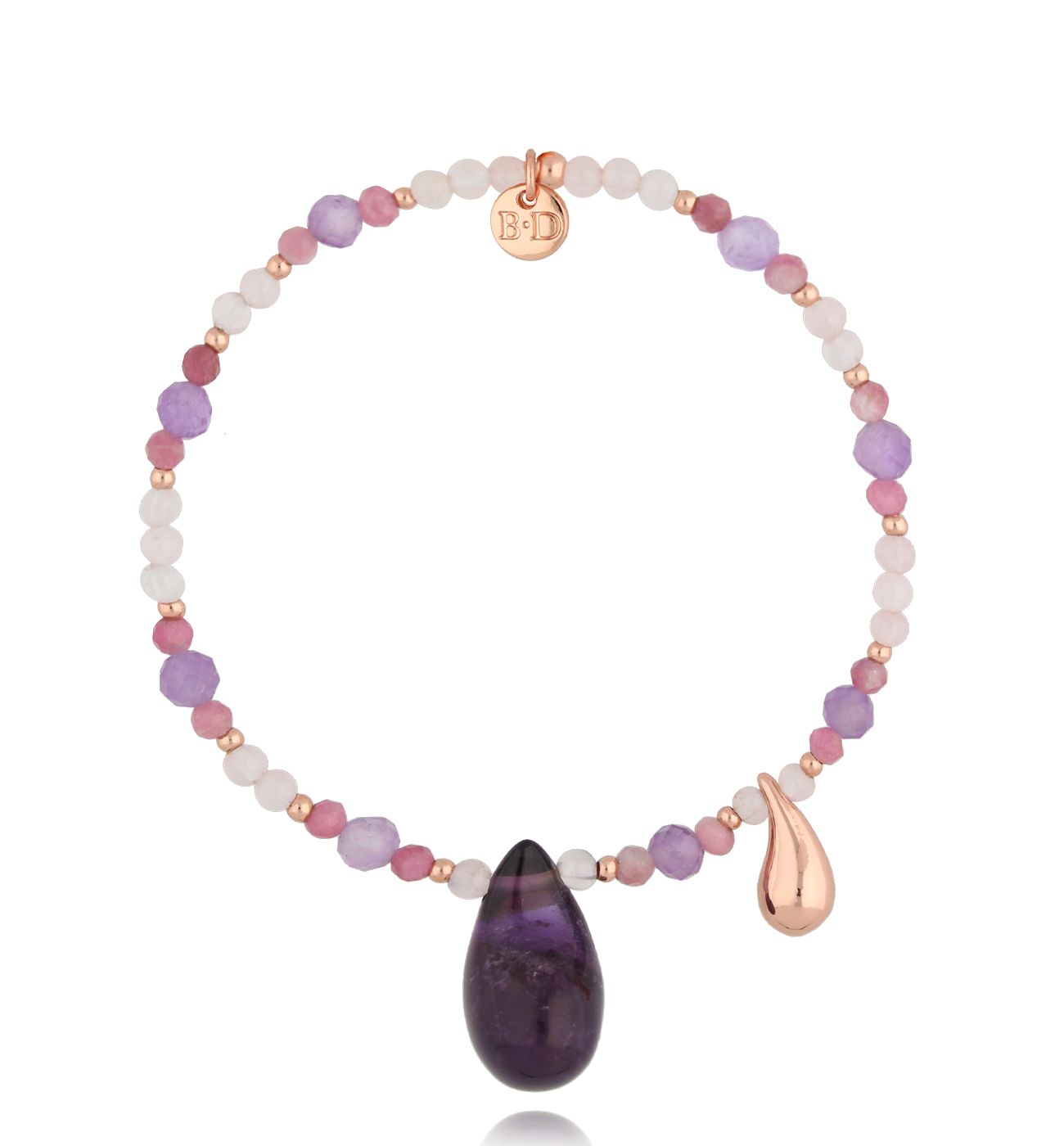 Bransoletka z ametystami i łezką Nature's Tears BSC2083