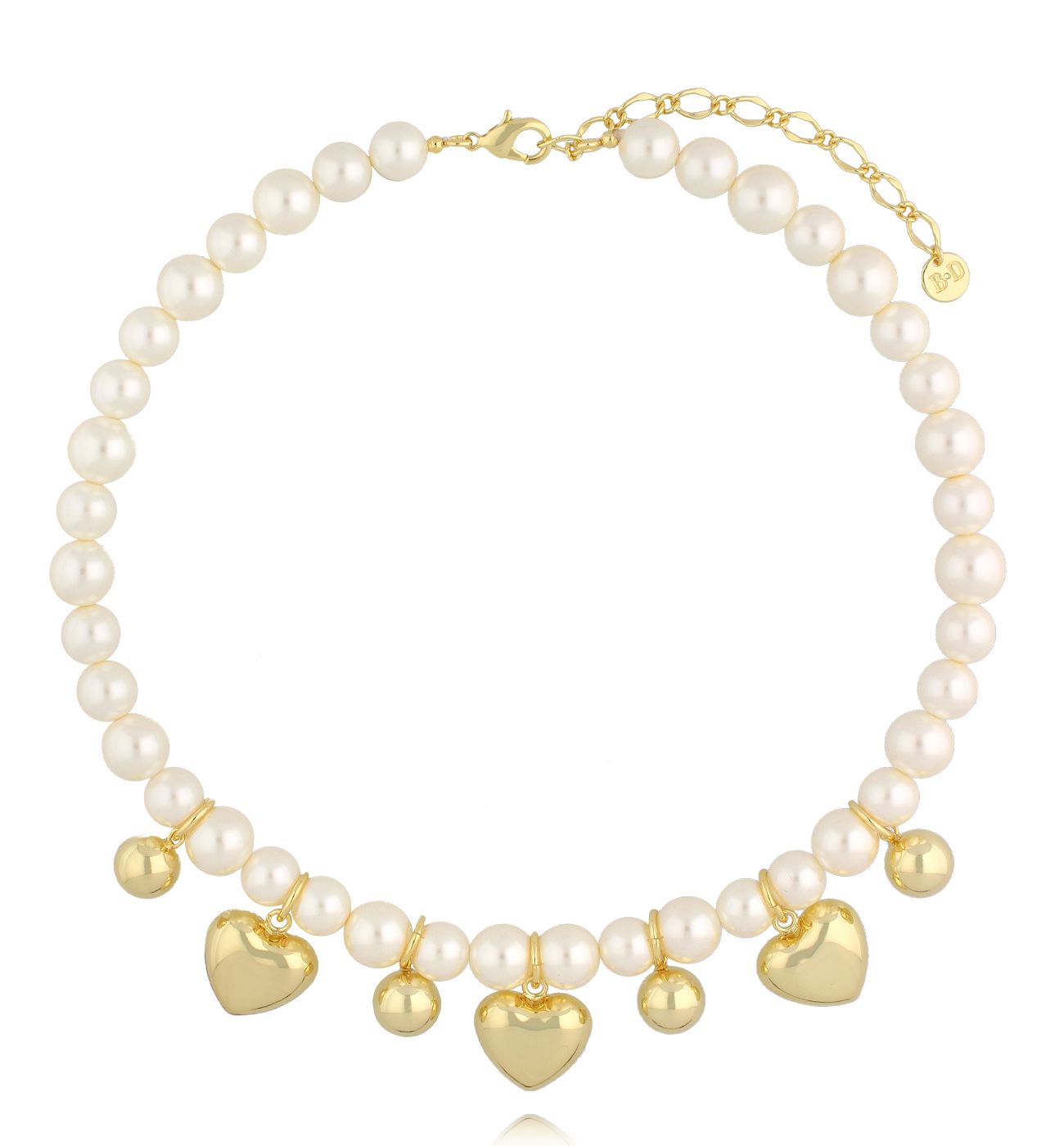 Naszyjnik z perłami i sercami - By Dziubeka