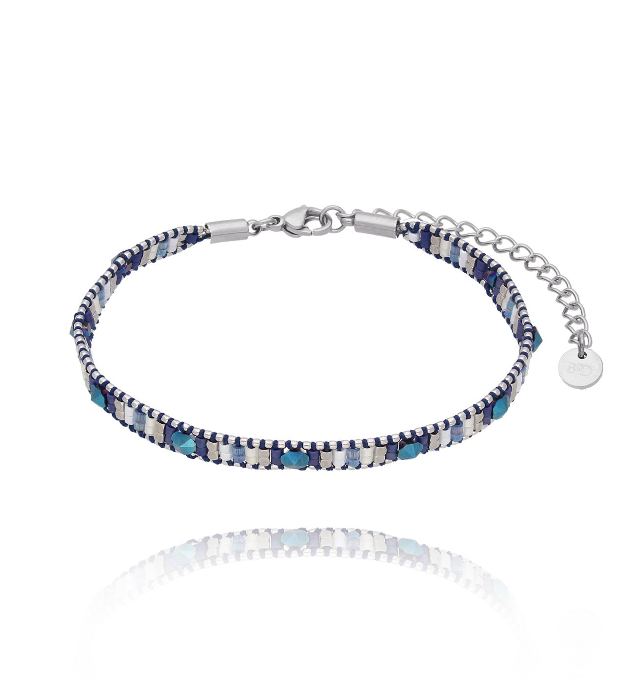 Bransoletka granatowa z koralikami Miyuki Decor - By Dziubeka