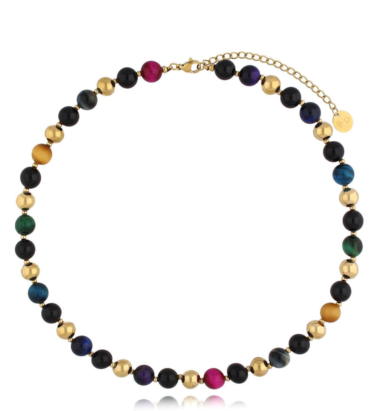 Naszyjnik z agatami i tygrysim okiem NPA1347