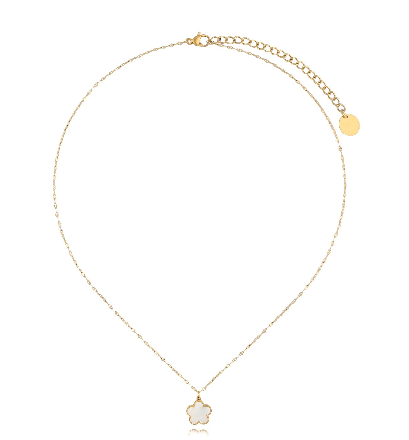 Naszyjnik złoty z białym kwiatuszkiem Lille NSY0183