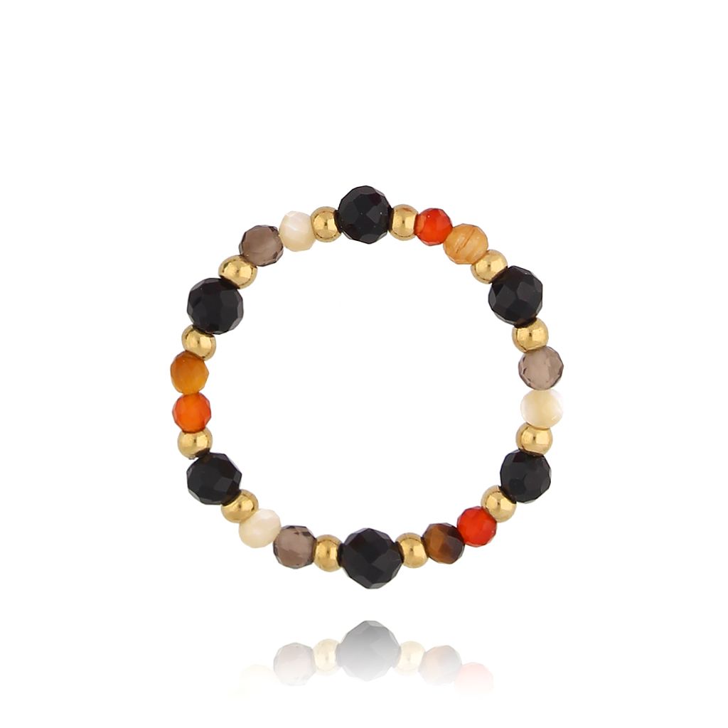 Pierścionek elastyczny z agatami Zuhra PSC0480