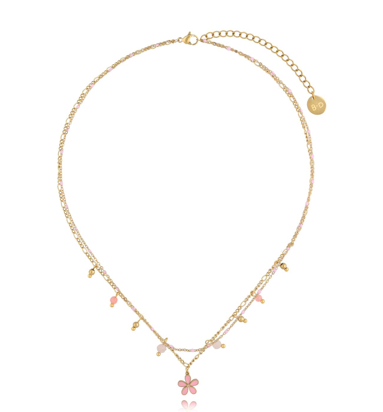 Naszyjnik różowy z kwiatuszkiem Pink Flowers NSY0198