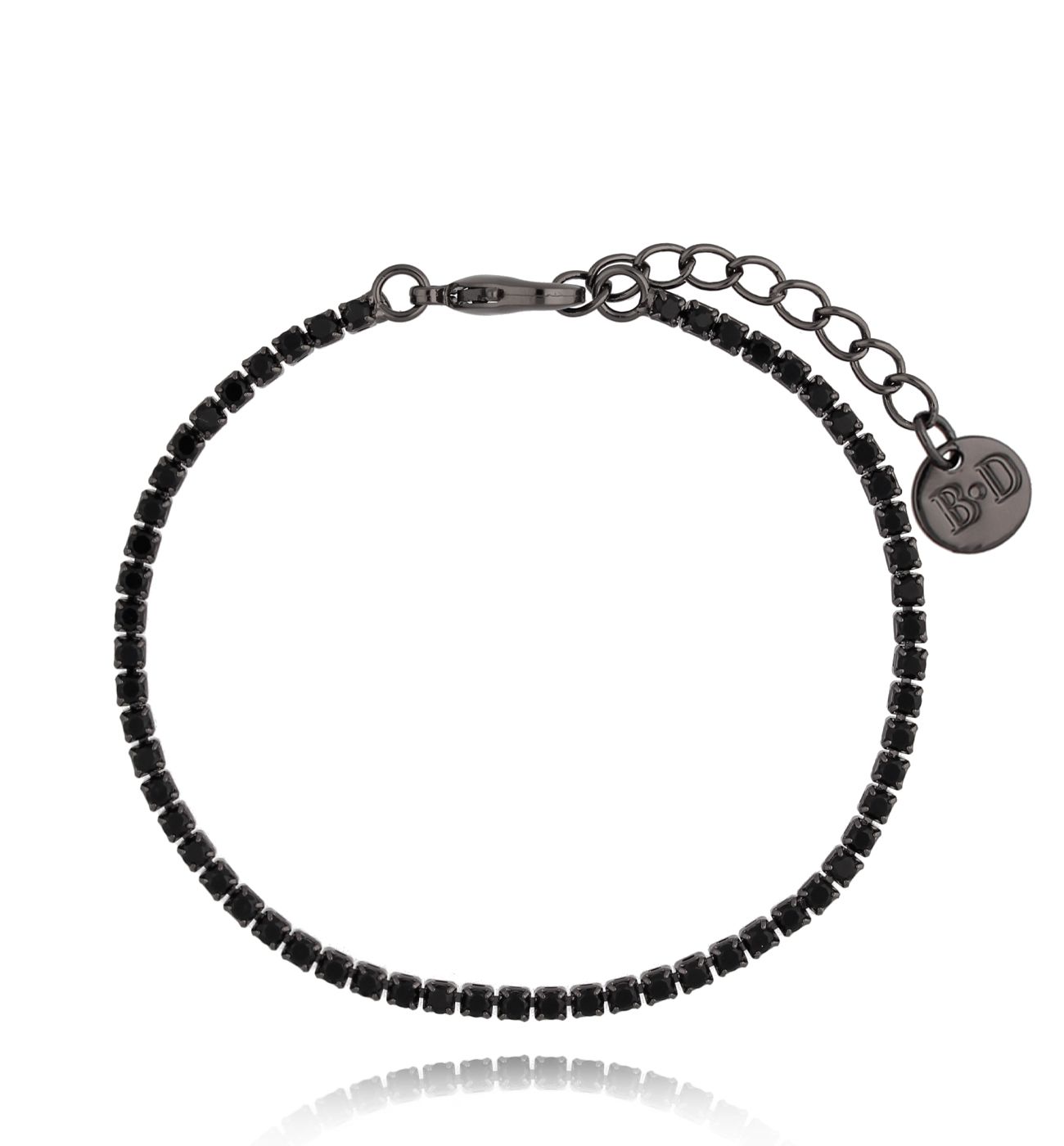 Bransoletka tenisowa cienka z czarnymi kryształkami Este BSS0149 - By Dziubeka