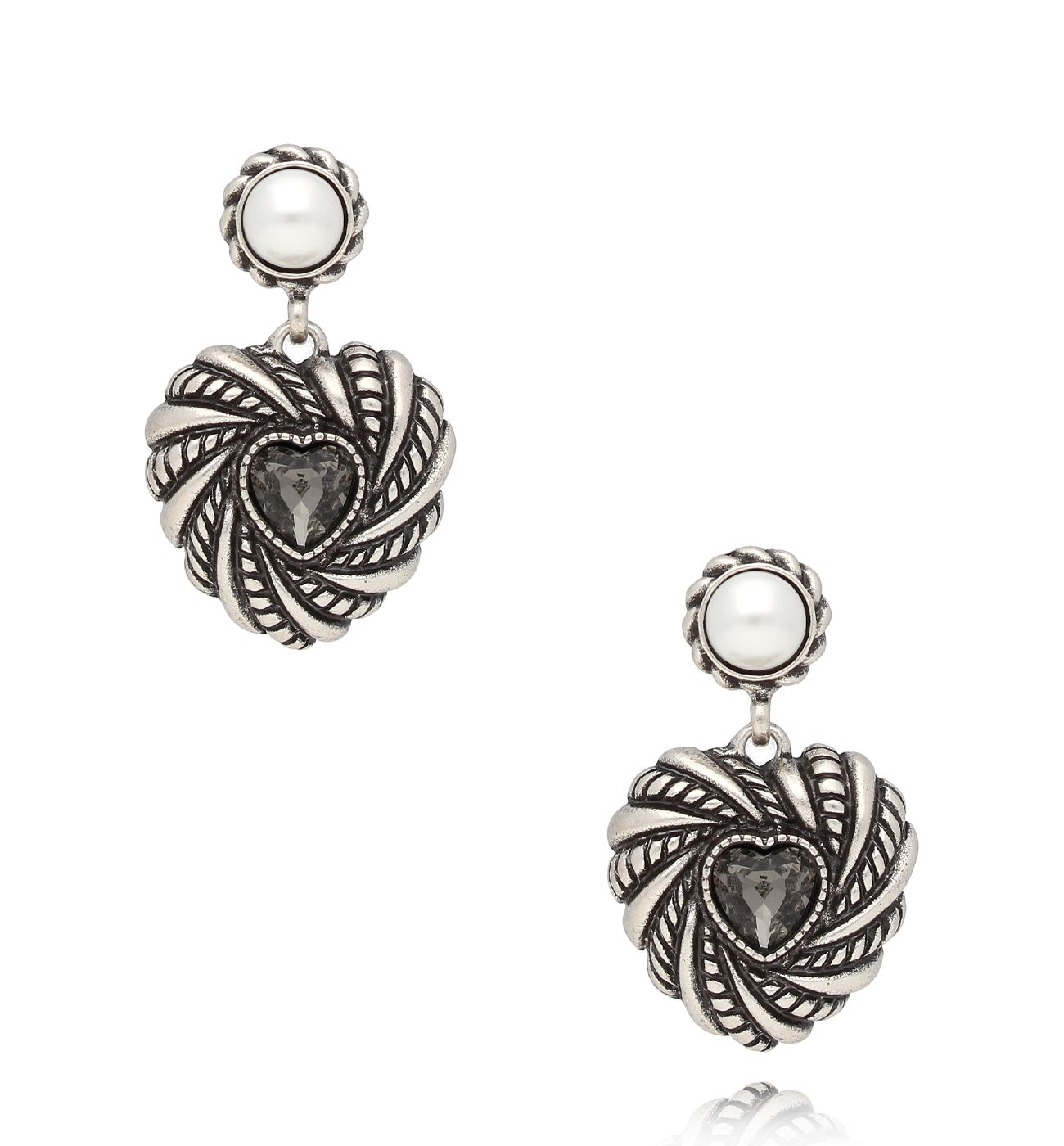 Kolczyki antyczne z sercami srebrne Bel Amour KSS1705