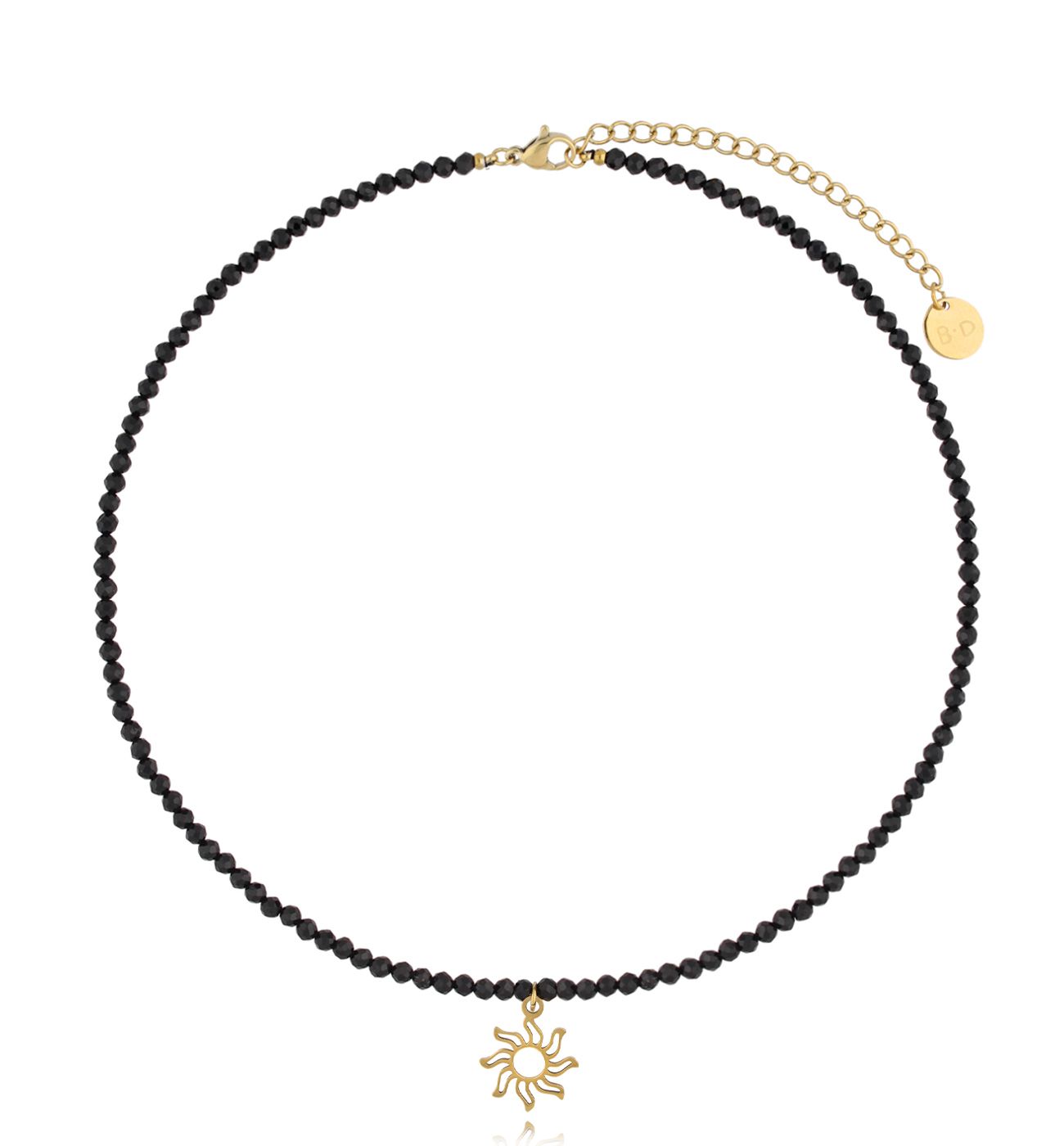 Naszyjnik z turmalinami i złotym słoneczkiem Bera NTW1173