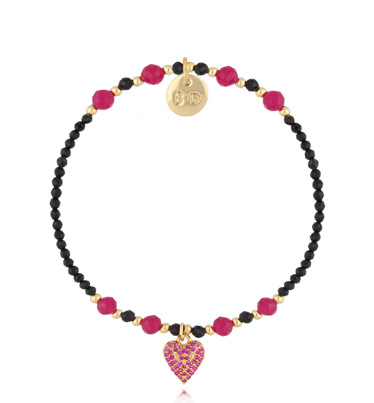 Bransoletka z czarnymi i fuksjowymi kamieniami Sunneva - By Dziubeka