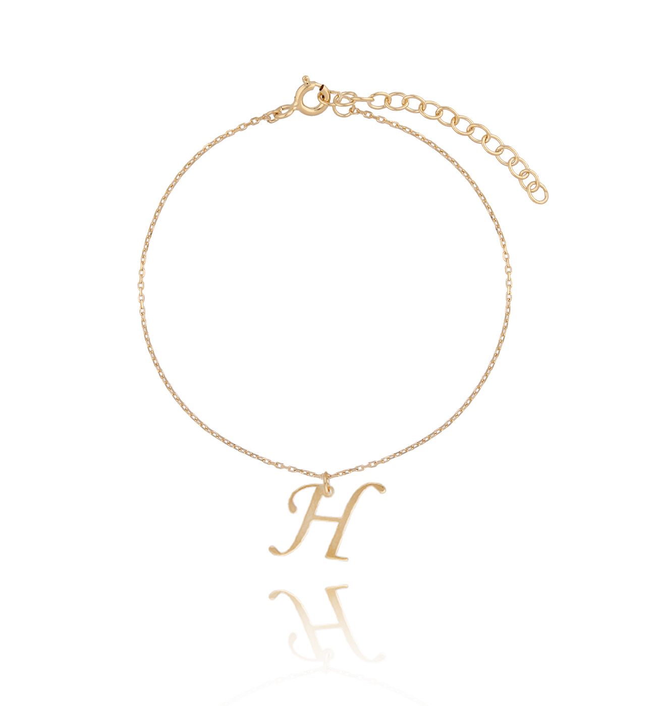 Bransoletka srebrna pozłacana z literką H BAT0112