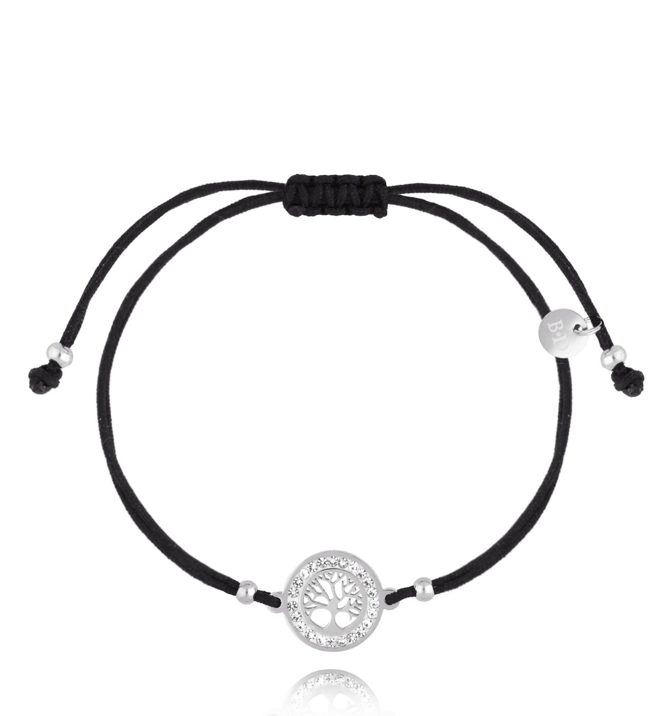 Bransoletka czarna ze srebrnym drzewkiem Grasse BGL0993