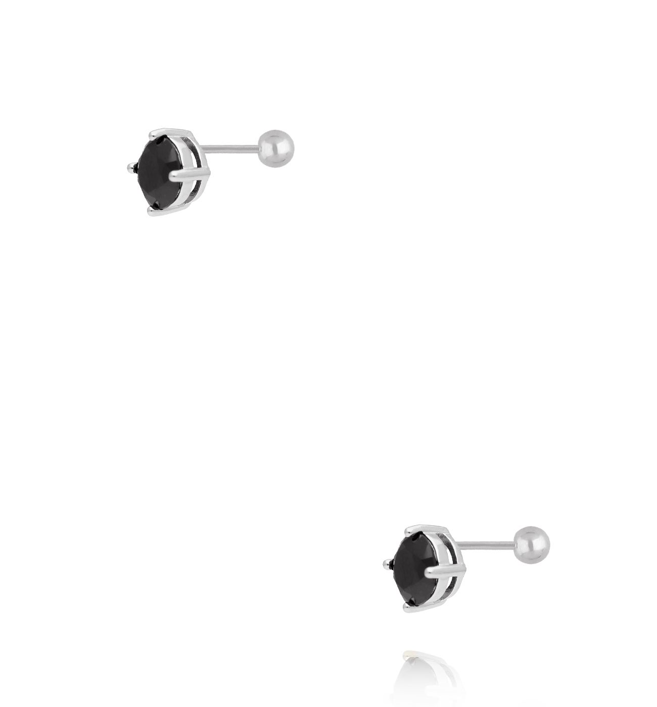 Kolczyki srebrne z czarnym kryształem KCA0161 - By Dziubeka
