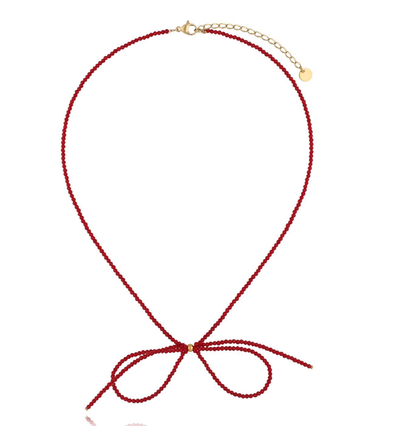 Naszyjnik z kokardką i czerwonymi kryształkami NSY0443